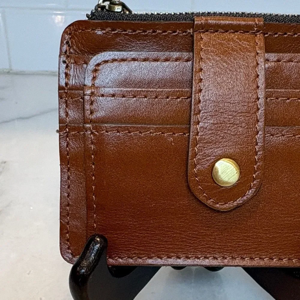 Patricia Nash Cassis ID Wallet Heritage Tan Leather Card Case Wallet